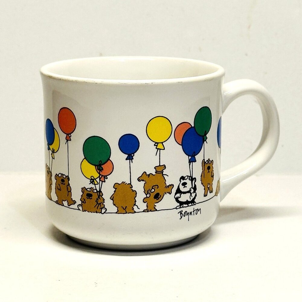 Boynton VTG Kawaii Bears with Balloons Small 2.75" Coffee Mug Tea Cup